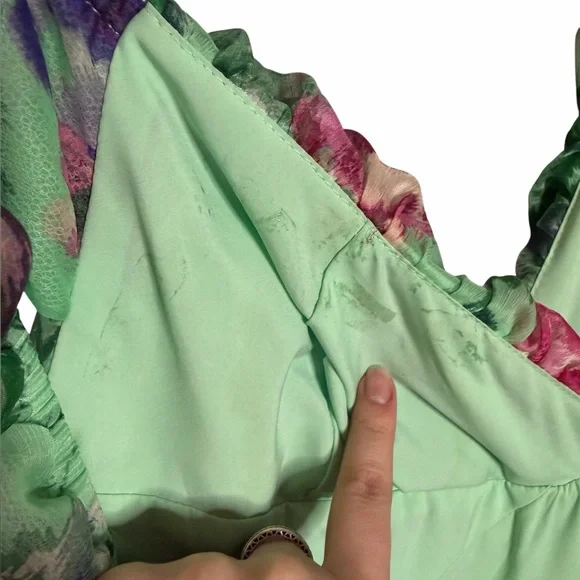 Aqua Floral Chiffon V-Neck Maxi Dress - Picture 5 of 7